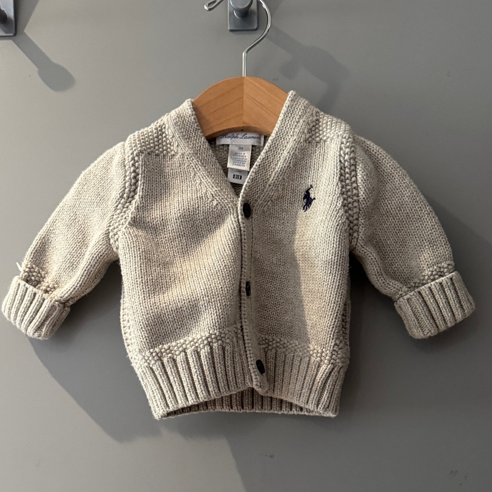 Ralph Lauren Beige Knit Cardigan for Kids